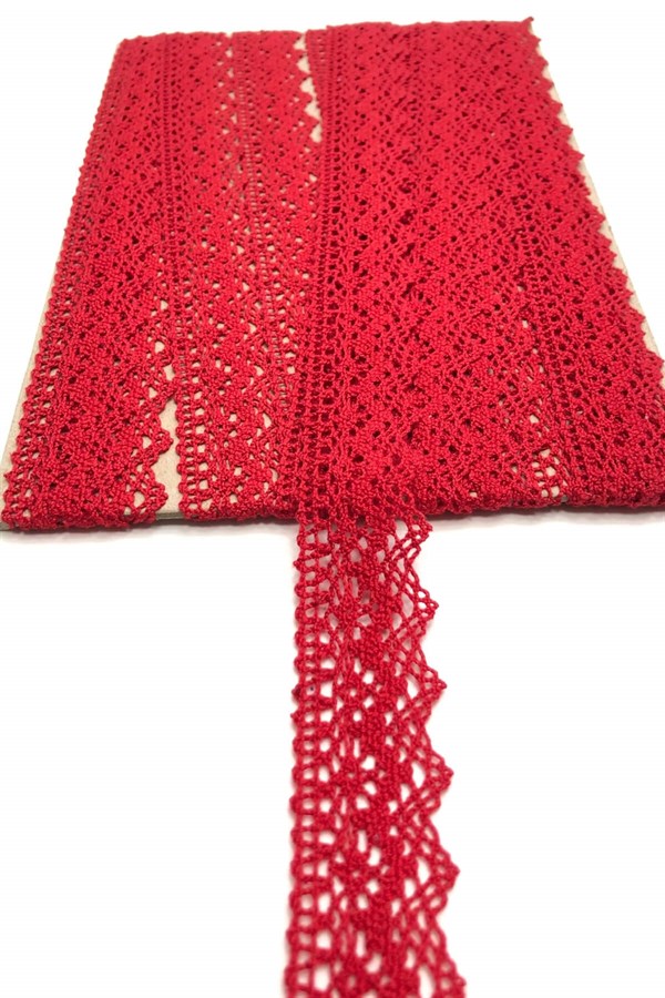 Kırmızı Kopanaki Koton Dantel 2,5 cm