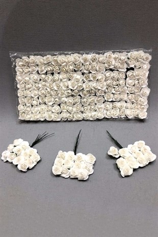 Beyaz Kağıt Gül Çiçek 1 paket 144 lü 
