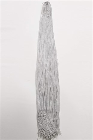 Gümüş Simli Tek Bağ Saçaklı Püskül 60 cm (1 adet)