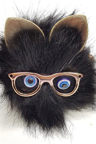 Siyah Ponpon Gözlüklü Anahtarlık