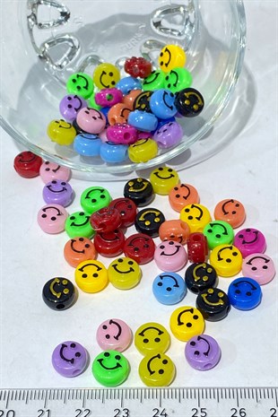 Smile Emoji Figürlü Plastik Boncuk 20 gr